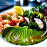 Lunch menu - Prawn and Avocado starter.